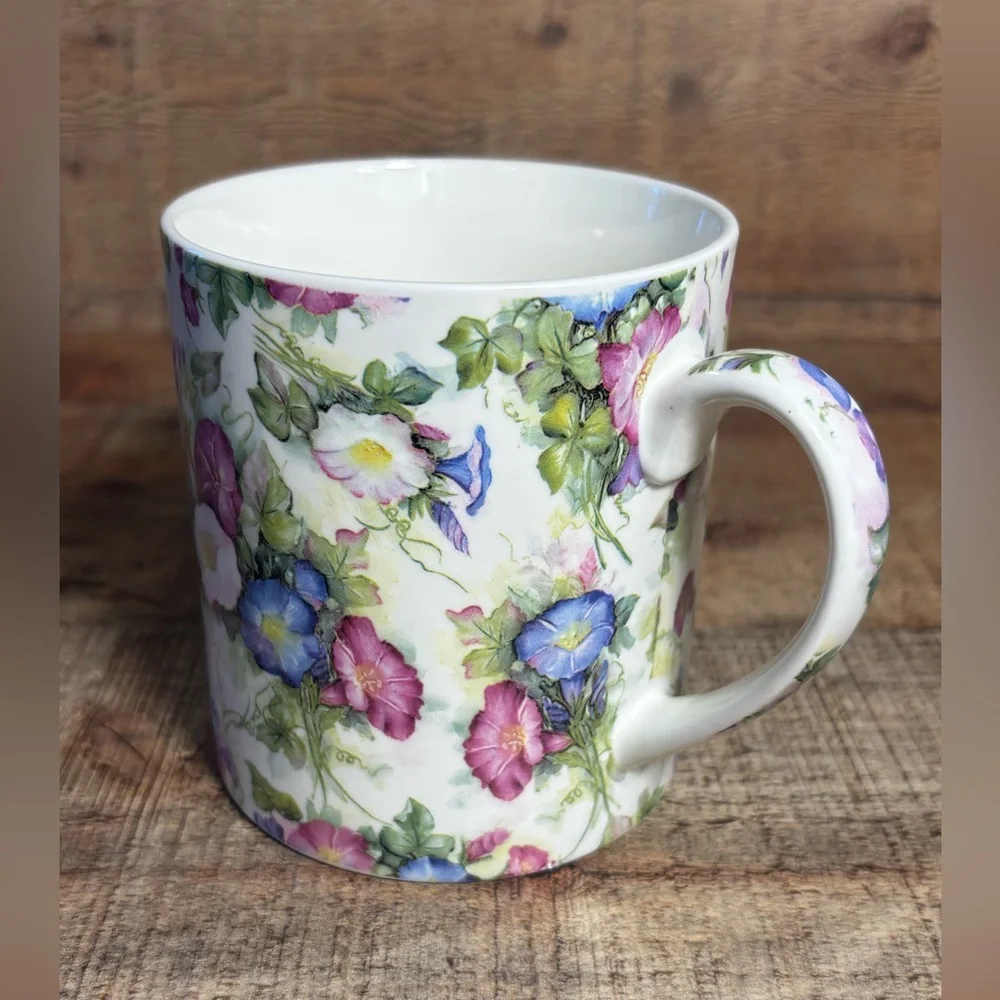 Beautiful Large Floral Ceramic Mug Heron Cross Pottery England Tea Coffee